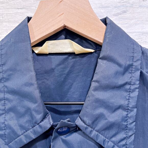 Vintage 80s IBM Employee Windbreaker Rain Jacket Navy Blue Snap Button Mens XL - Picture 4 of 7